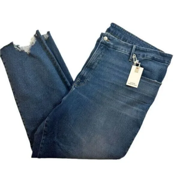 NWT Good American Plus Size Blue Jeans Shark Bite Hem - Size 24 - Picture 2 of 8